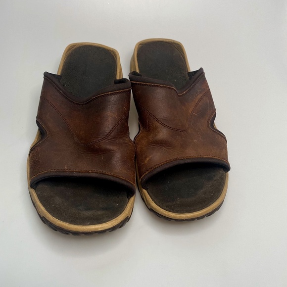 Cabela's Shoes Cabelas Vibram Sole Mens Leather Slide Sandals Brown